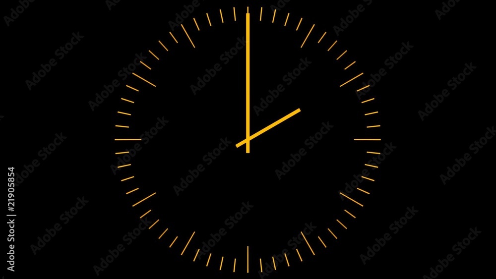 Orange clock on a black background Orange clock on a black background