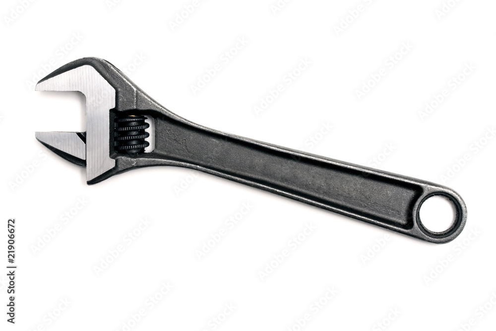 Adjustable wrench isolated on white background