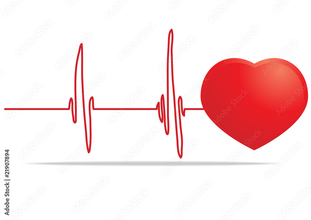 Vector illustration of red heart and heartbeat symbol Vector illustration of red heart and heartbeat symbol
