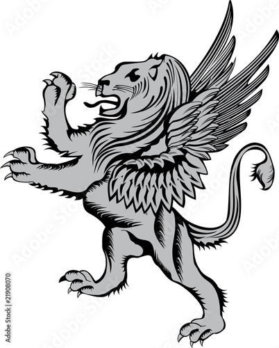 Heraldic symbol lion with wings