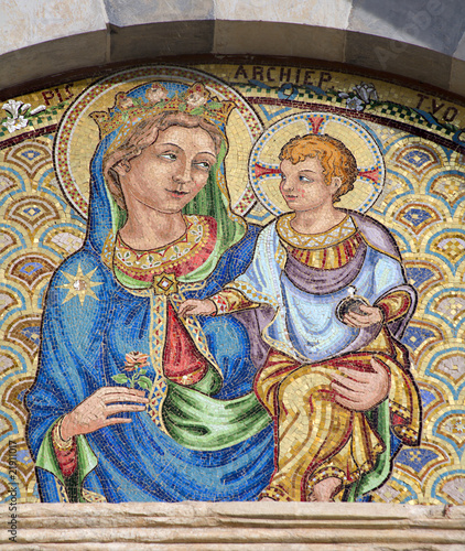 Pisa - mosaic of holy mary with the Jesus