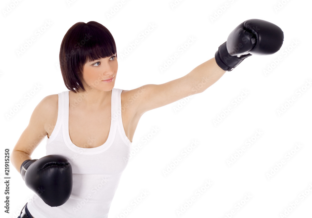 brightly picture of woman in boxing gloves