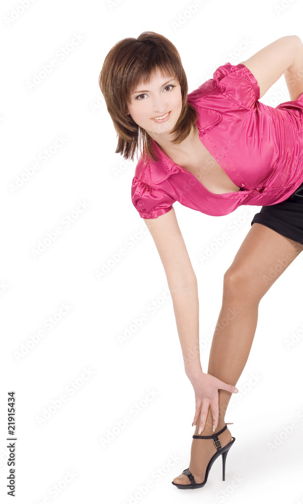 Picture of posing woman over white Picture of posing woman over white