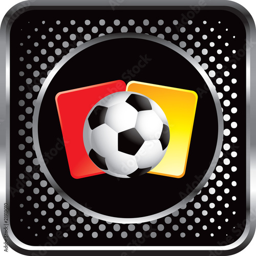 soccer ball with penalty cards black halftone web icon