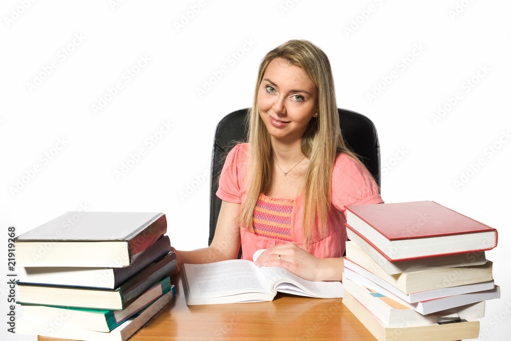 Girl student reading a book 2
