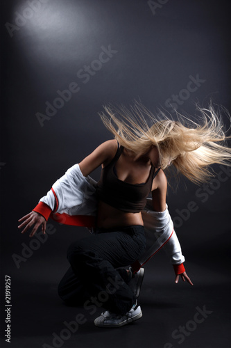 young woman modern dancer in action