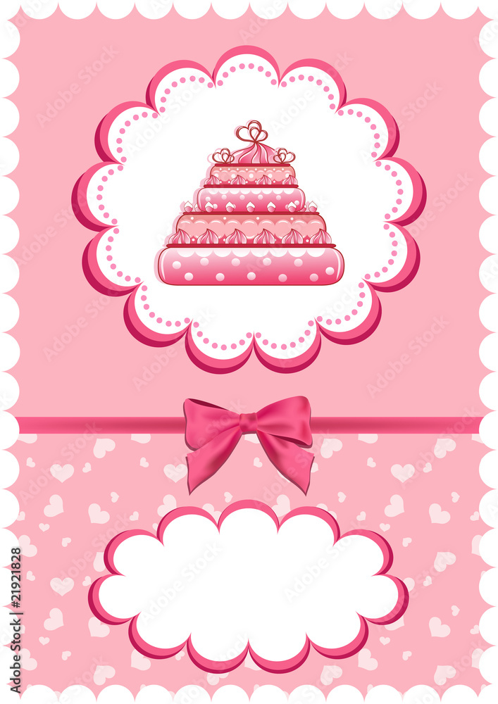 Cheerful babies card with cake. Cheerful babies card with cake.