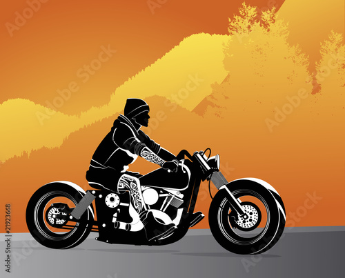 Chopper motorcycle vector with rocker on it with tattoo