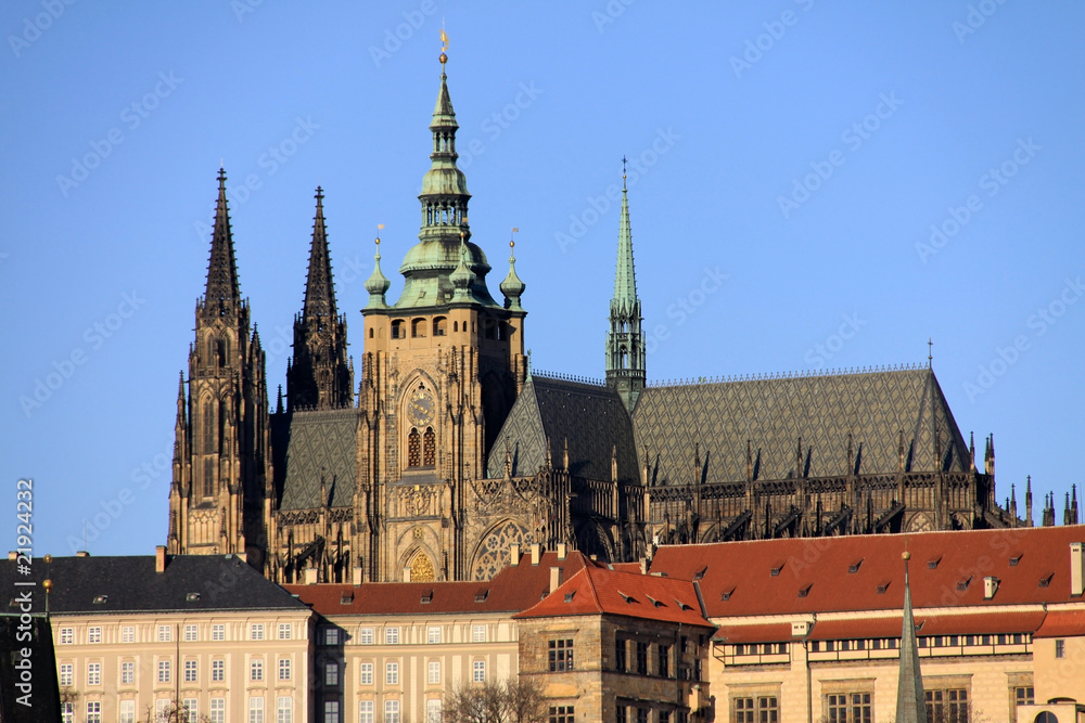 The View on the spring Prague's gothic Castle