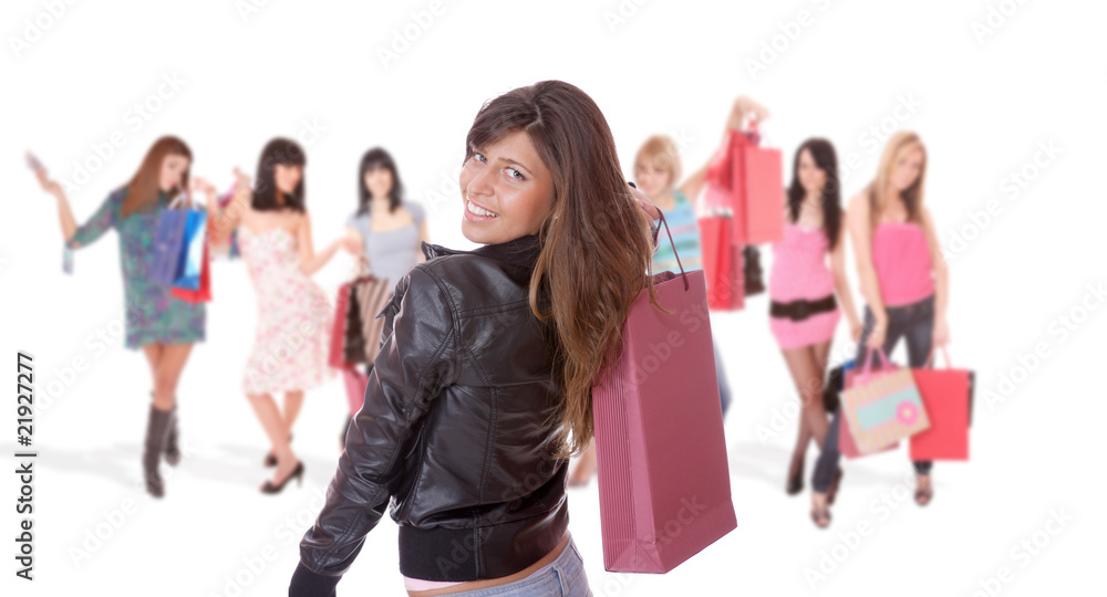 happy woman with shopping bags