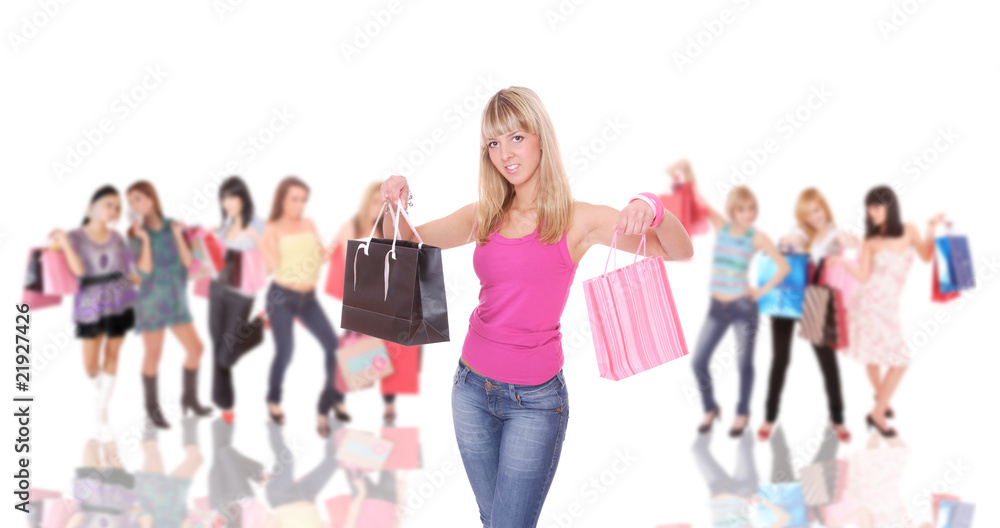 happy woman with shopping bags