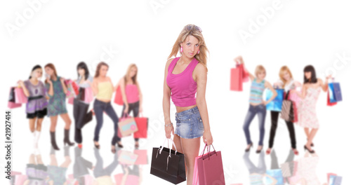 happy woman with shopping bags