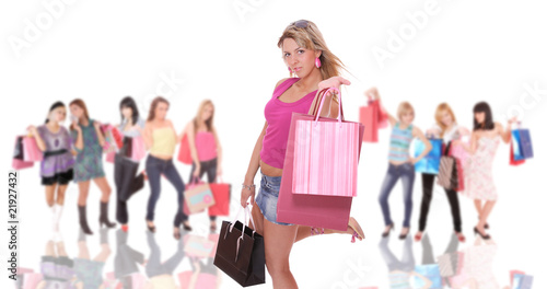 happy woman with shopping bags