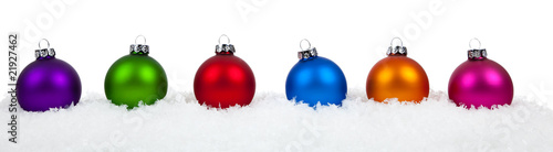 Christmas ornaments baubles on white
