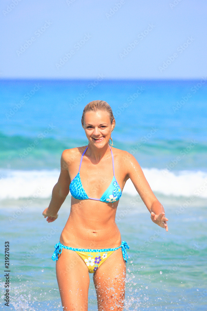 woman on the beach in Greece woman on the beach in Greece