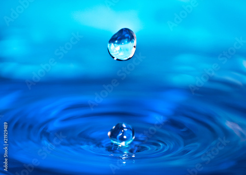 Water splash with round drop macro