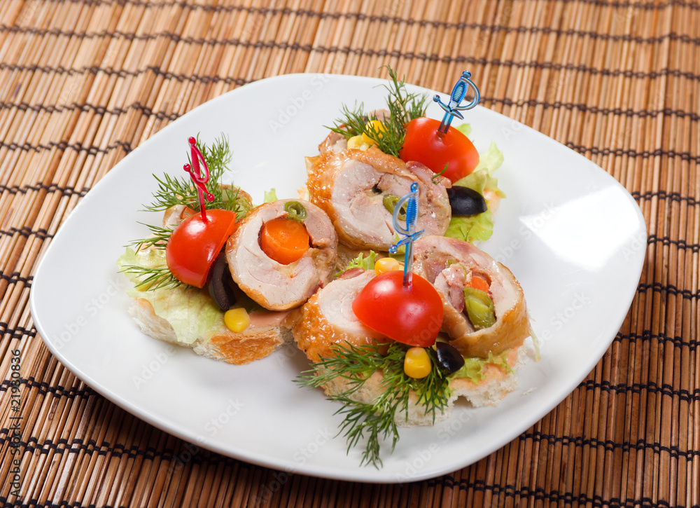 Canape with meat loaf. Canape with meat loaf.
