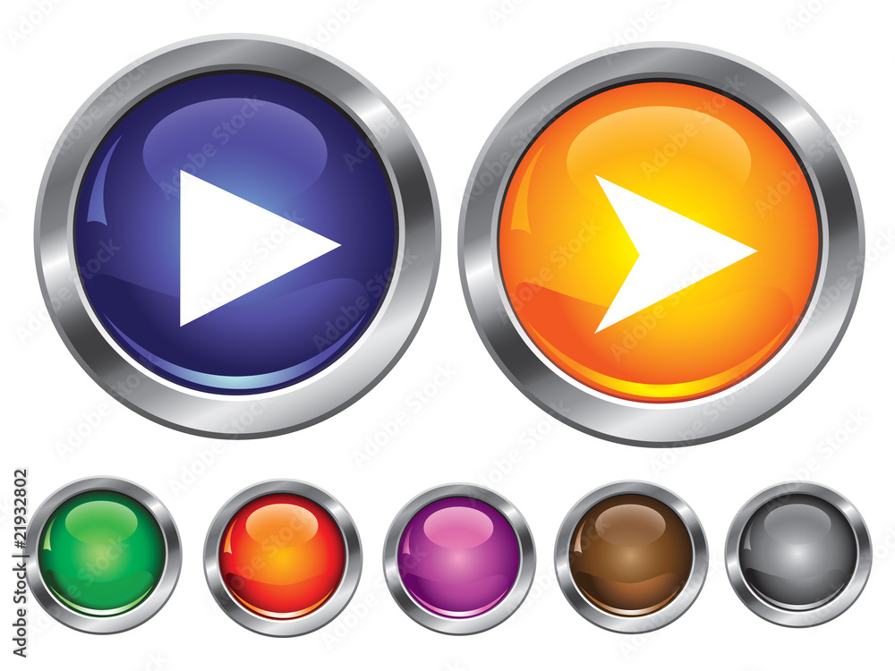 Vector icons with play sign, empty button included Vector icons with play sign, empty button included