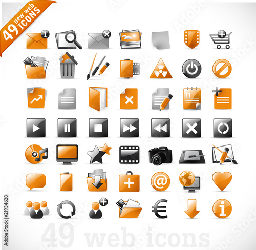 new set of 49 most popular icons on the web 2 / orange