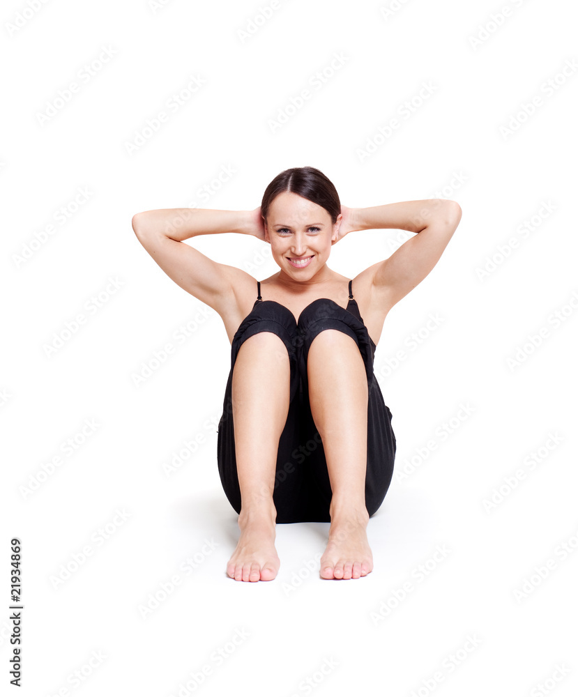 smiley healthy woman doing exercises smiley healthy woman doing exercises