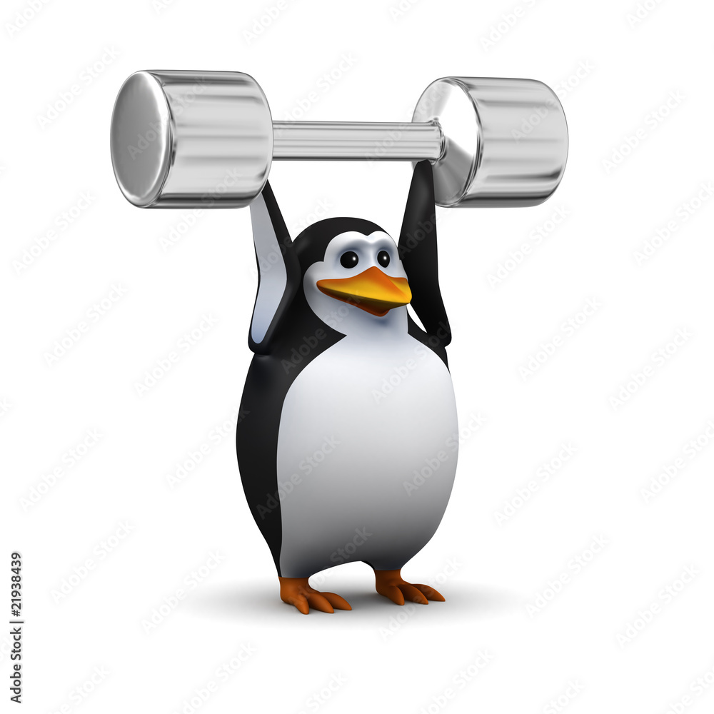 Fototapeta premium Weightlifter penguin