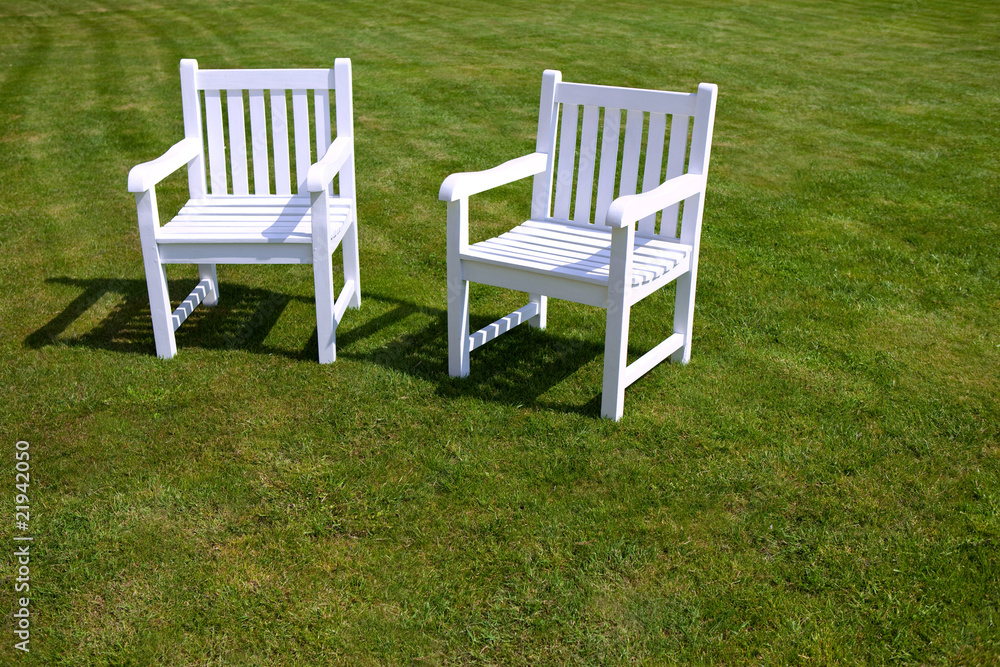 Fauteuils de jardin sur une pelouse Fauteuils de jardin sur une pelouse