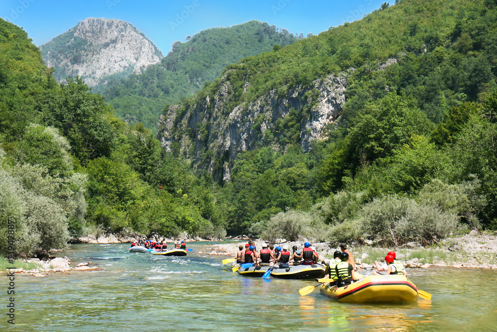 Rafting in the beautiful canyon of River Neretva