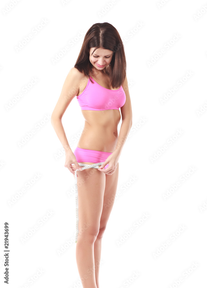 woman measure tape around slim beautiful Thigh woman measure tape around slim beautiful Thigh