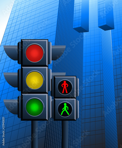 Traffic light in the city