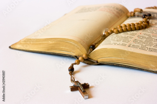 Rosary beads and breviary photo