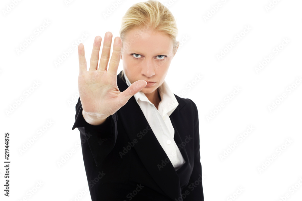 young businesswoman with aggressive air wearing a jacket young businesswoman with aggressive air wearing a jacket