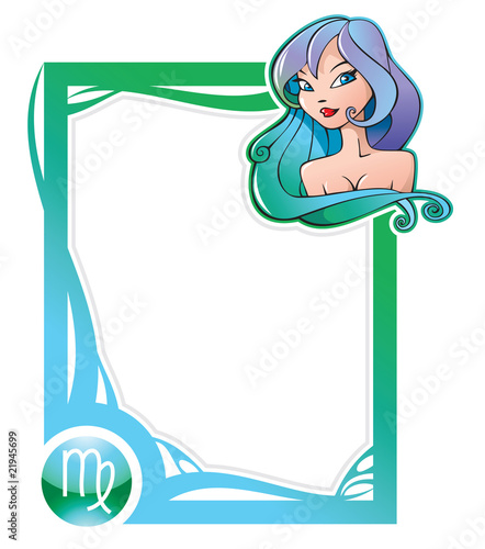Virgo, the sixth sign of the zodiac frames, vector