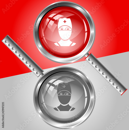 Doctor. Vector magnifying glass.
