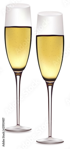 Vector illustration. Two glasses of champagne.
