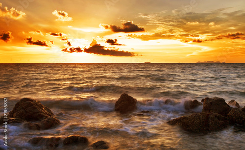 Tropical sunset in the sea. Thailand