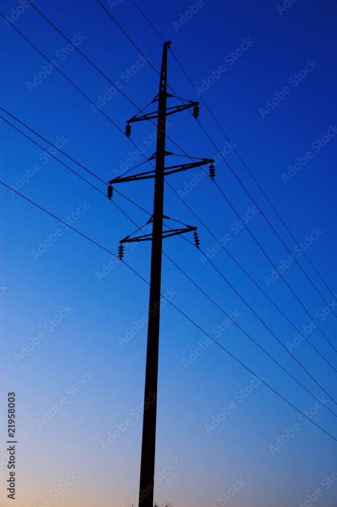 electric pillar in deep evening electric pillar in deep evening