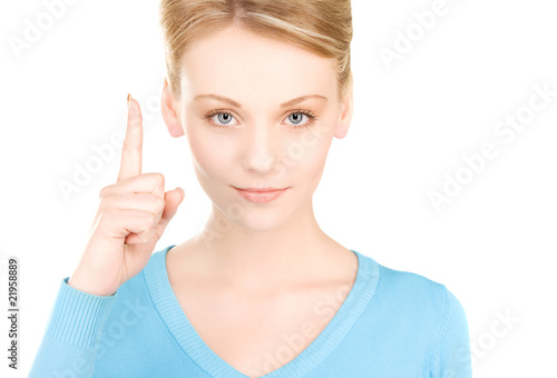 woman with her finger up