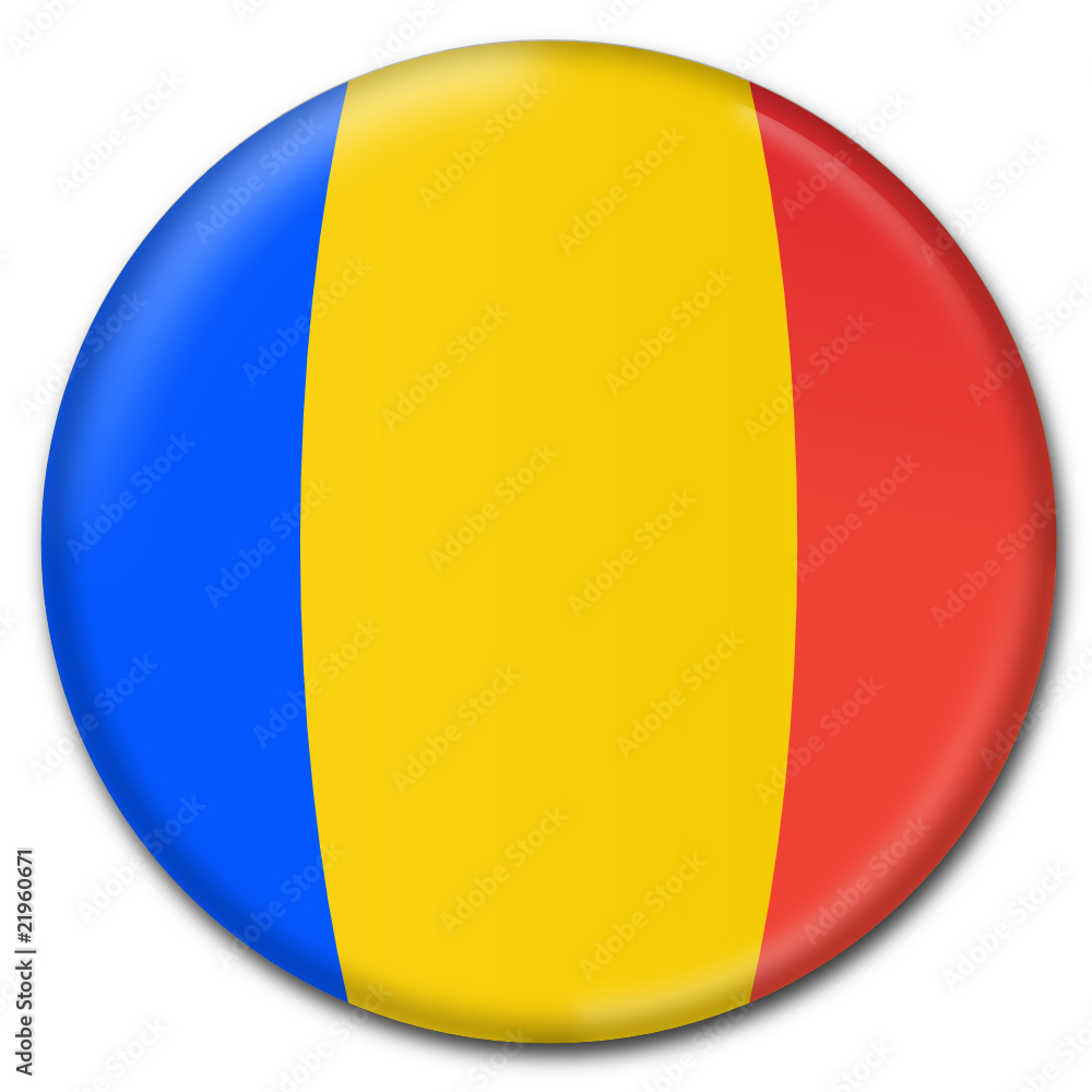 Fototapeta premium bouton/pastille drapeau Roumanie