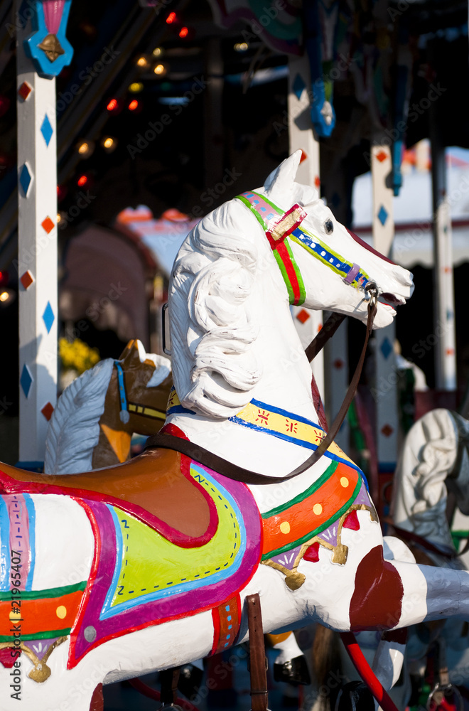 Horse carousel on fun fair