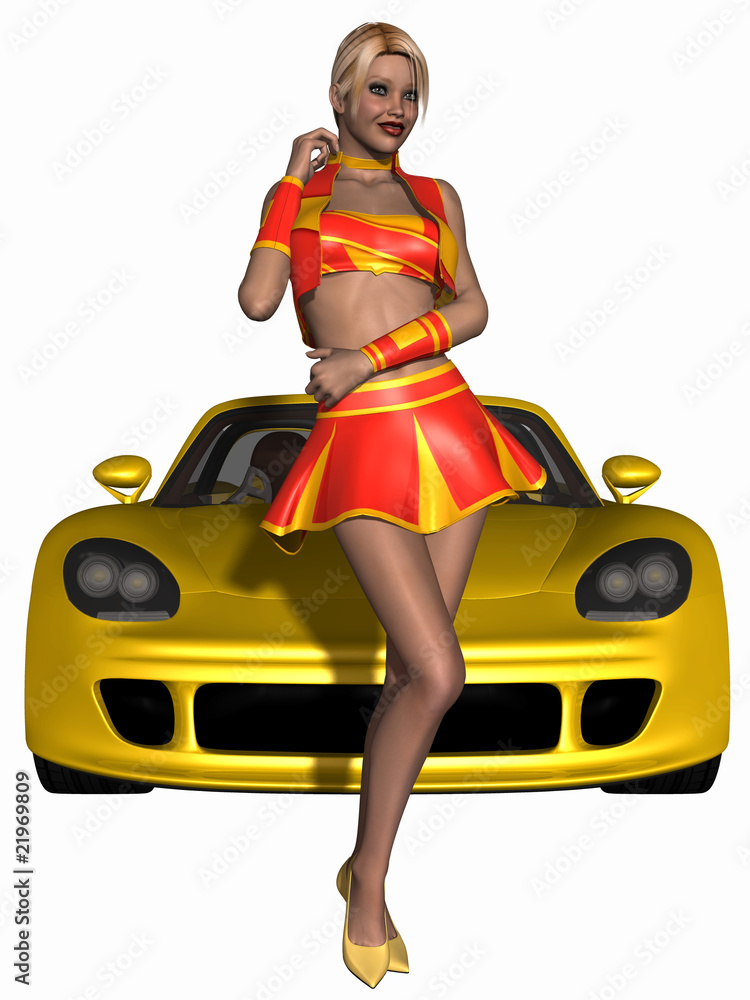 Fototapeta premium Sexy Grid Girl and Hot Car