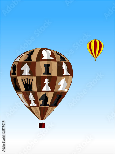 air balloon with chess figures