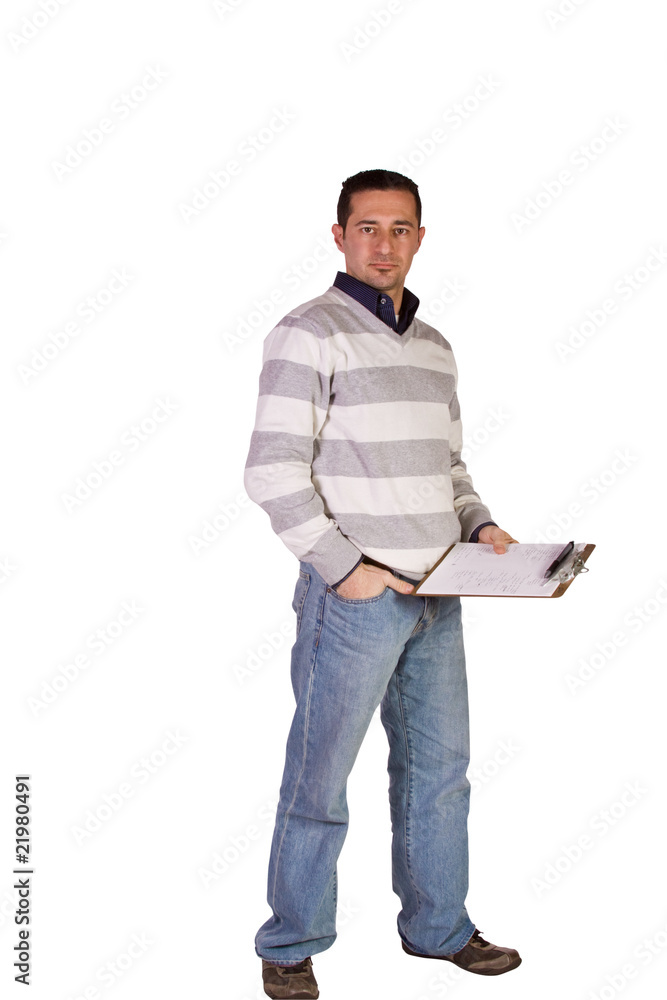 Casual Businessman With a Clipboard Casual Businessman With a Clipboard