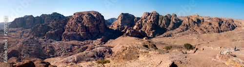 Petra panorama with temple and tombs