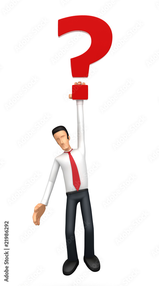 Businessman hung on the question Businessman hung on the question