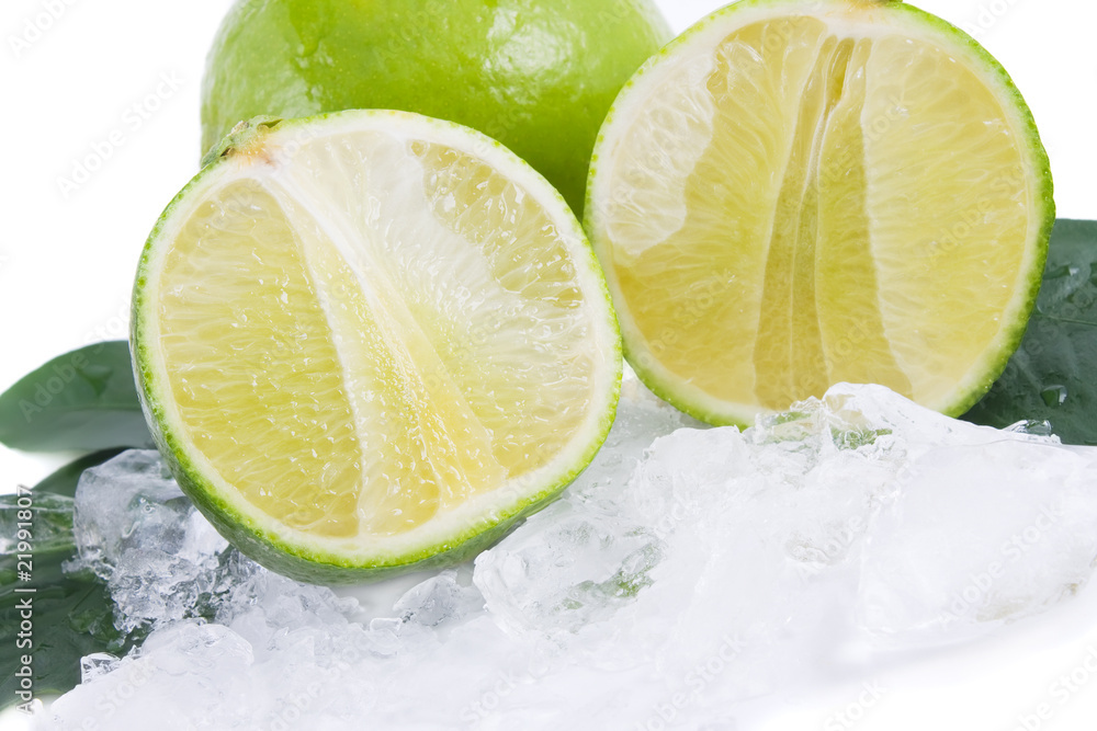 Closeup lime and ice Closeup lime and ice