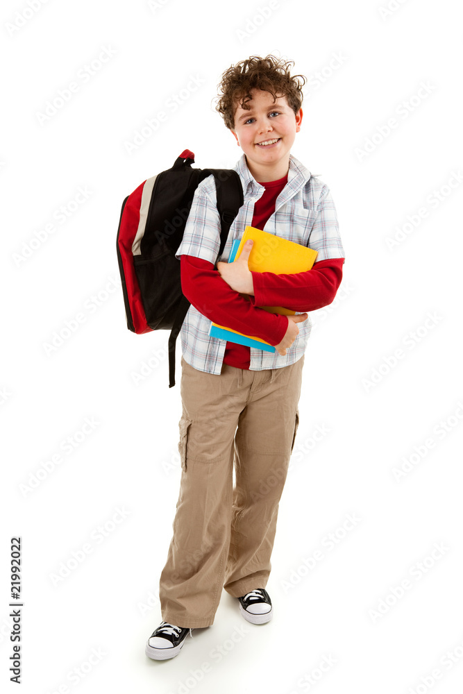 Young boy holding books isolated on white Young boy holding books isolated on white