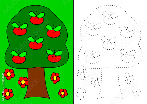 Coloring book-apple tree