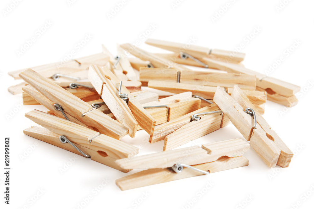 Heap of old style wooden clothes-pegs
