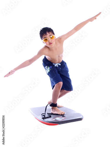 boy riding on the surfboard