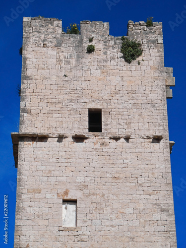 Closeup of an ancient abandoned tower. Giovinazzo. Apulia.